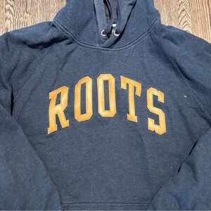 Roots Navy Hoodie with Gold Lettering
